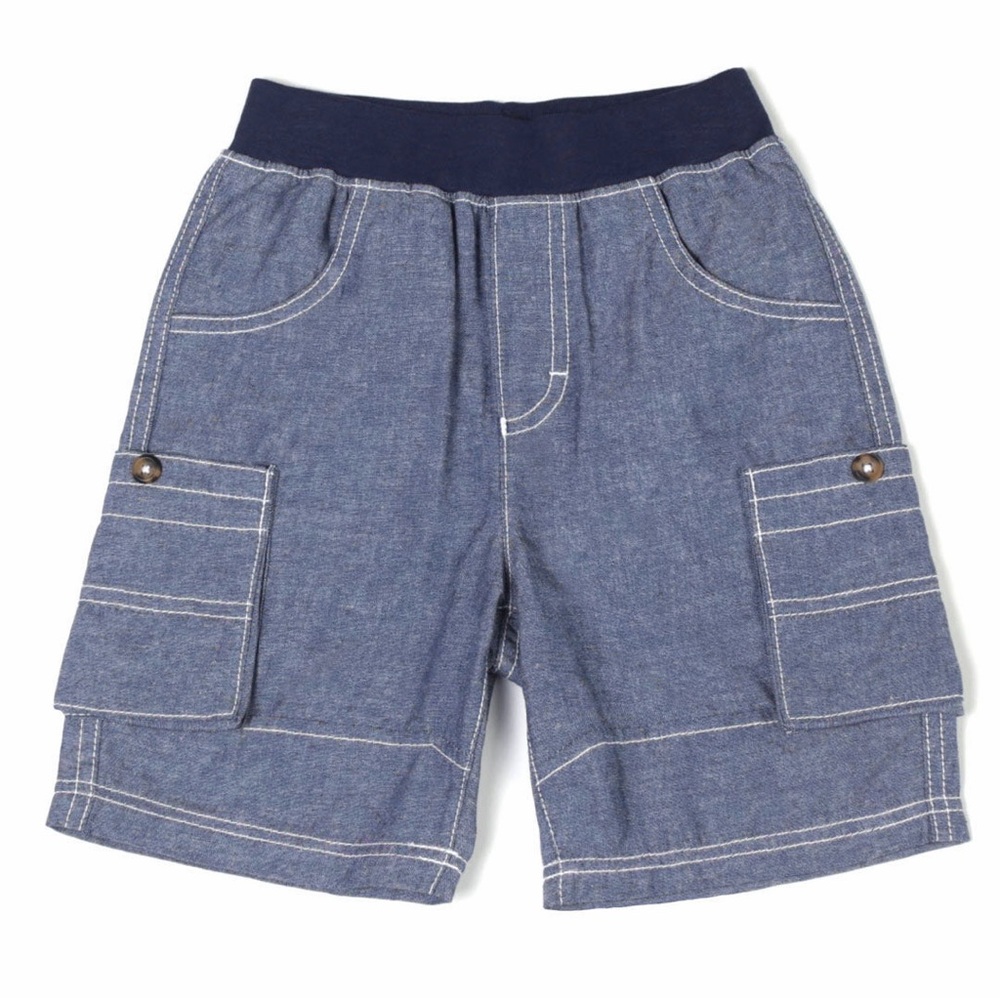 Navy Chambray Cargo Shorts